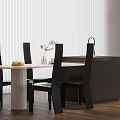 Modern Kitchen Interior With Black Island Dining Table Chairs And Wooden Floor