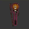 Open Guitar Case With Pink Lining Interior Holding Acoustic Guitar