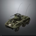 Military Reconnaissance Vehicle With Dual Antennas Turret Six Wheels And Camouflage Paint