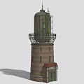 Industrial Lighthouse Equipment With Brick Tower Structure Top Glass Enclosure And Metal Railing Base
