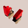 Red Toggle Switches With Metal Base And Yellow Pins For Electrical Use 3d model