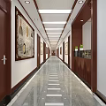 Traditional Chinese Medicine Hospital Lobby Interior With Wooden Screen Circular Decoration And Pine Tree