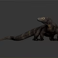 Realistic Komodo Dragon 3D Model Standing On Gray Background With Detailed Skin