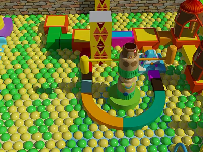 Colorful Indoor Play Equipment With Ball Pit Slide And Vibrant Structures 3d model