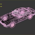 Vintage Silver Gray Car with Sleek Design and Copper Wheels on Dark Background with Reflection