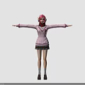 Anime Style Girl Character With Pink Hair And School Uniform Outfit