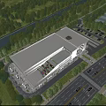 Aerial View Urban Planning Design Modern Building With Greenery Roads And River