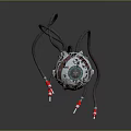 Mechanical Jellyfish Robot With White Dome And Red Tipped Tentacles 3d model
