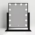 Lighted Mirror With Black Frame Round Bulbs And Bottom Storage Shelf 3d model