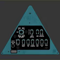 Triangular Electronic Control Device With Blue Frame And Black Panel Buttons Knob