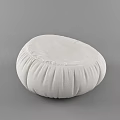 White Round Lazy Sofa with Soft Fabric and Pleated Design for Living Room