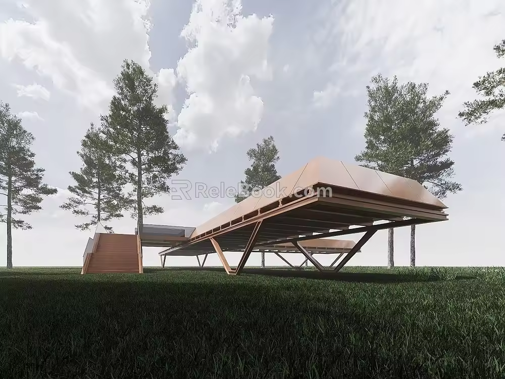 Modern viewing platform, landscape platform, landscape structure 3d model