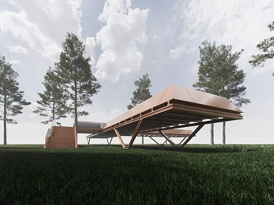 Modern viewing platform, landscape platform, landscape structure 3d model