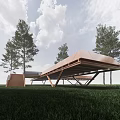 Modern viewing platform, landscape platform, landscape structure 3d model