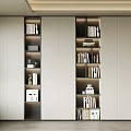 Modern Built in Bookcase With Multiple Shelves Books Decorative Items And Storage Boxes 3d model