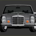 Classic Silver Vintage Sedan With Four Doors Dark Windows White Wheels On Reflective Background