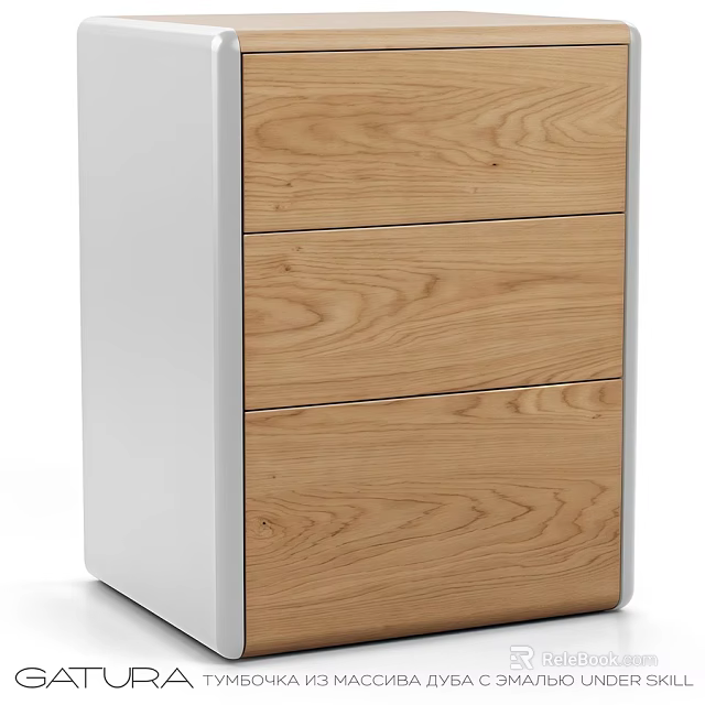 Modern Wooden Chest of Drawers with Three Drawers Natural Wood Grain and White Frame 3d model 