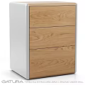 Modern Wooden Chest of Drawers with Three Drawers Natural Wood Grain and White Frame