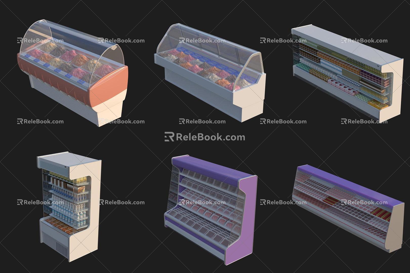 Shopping Mall Supermarket Freezer Freezer Supermarket Shelf 3d model