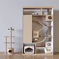 Wooden Cat Tree With Modern Design Multi level Structure And Cat House Platforms 3d model
