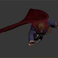 Fantasy Game Movie Character In Blue Tunic Red Cape With Blue Magical Circle