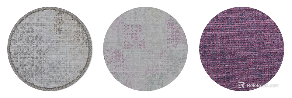 Three Round Rugs With Stylish Patterned Designs And Colorful Textures 3d model