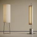 Sleek Modern Floor Lamps Featuring Cylindrical Rectangular Shades And Metal Bases 3d model