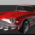 Classic Red Corvette Convertible With Silver Accents And White Wheels 3d model