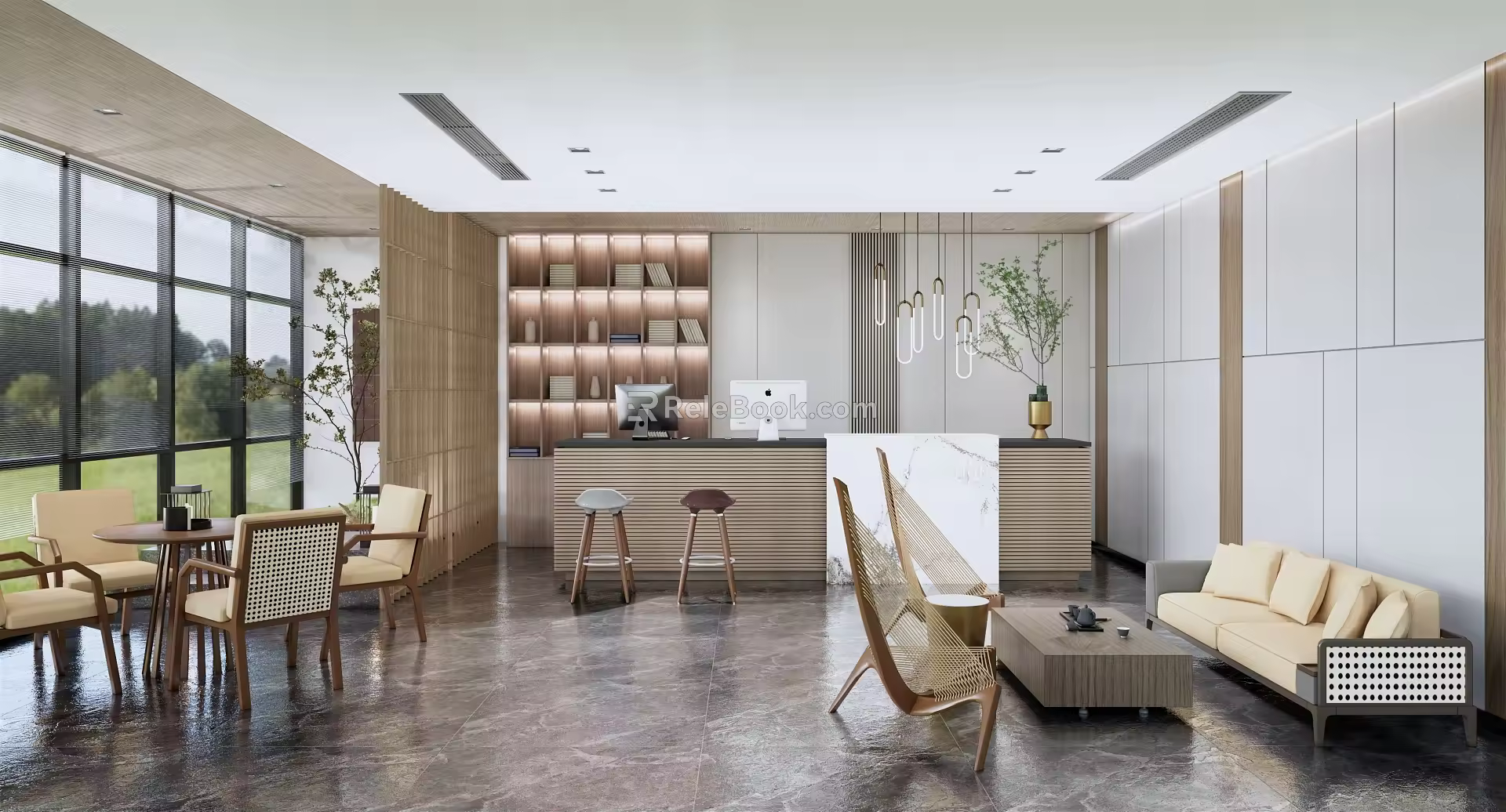 Modern Front Desk Hotel Front Desk Space 3d model
