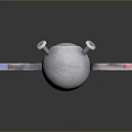 Metal Sphere With Horseshoe Magnets And Red Poles On Reflective Surface
