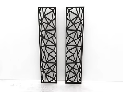 Black Geometric Room Dividers With Laser Cut Patterns For Modern Space 3d model