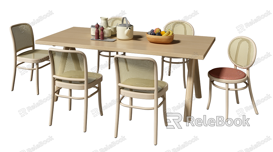 Nordic Dining Table and Chair Combination Casual Rattan Dining Table and Chair Fruit Tea Set model