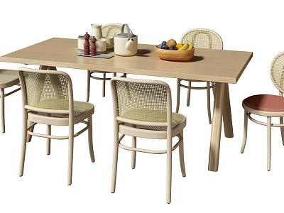 Nordic Dining Table and Chair Combination Casual Rattan Dining Table and Chair Fruit Tea Set model