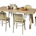 Nordic Dining Table and Chair Combination Casual Rattan Dining Table and Chair Fruit Tea Set 3d model