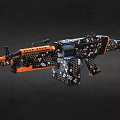 Modern Tactical Rifle with Black Orange Hexagonal Camo Pattern and Scope for Precision Shooting 3d model