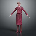 Fantasy Male Character in Red Robe with Mythical Creature Standing on Gray Background