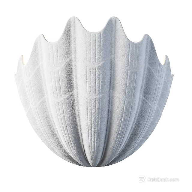 Elegant White Shell Shaped Wall Lamp With Striped Texture Modern Design 3d model 