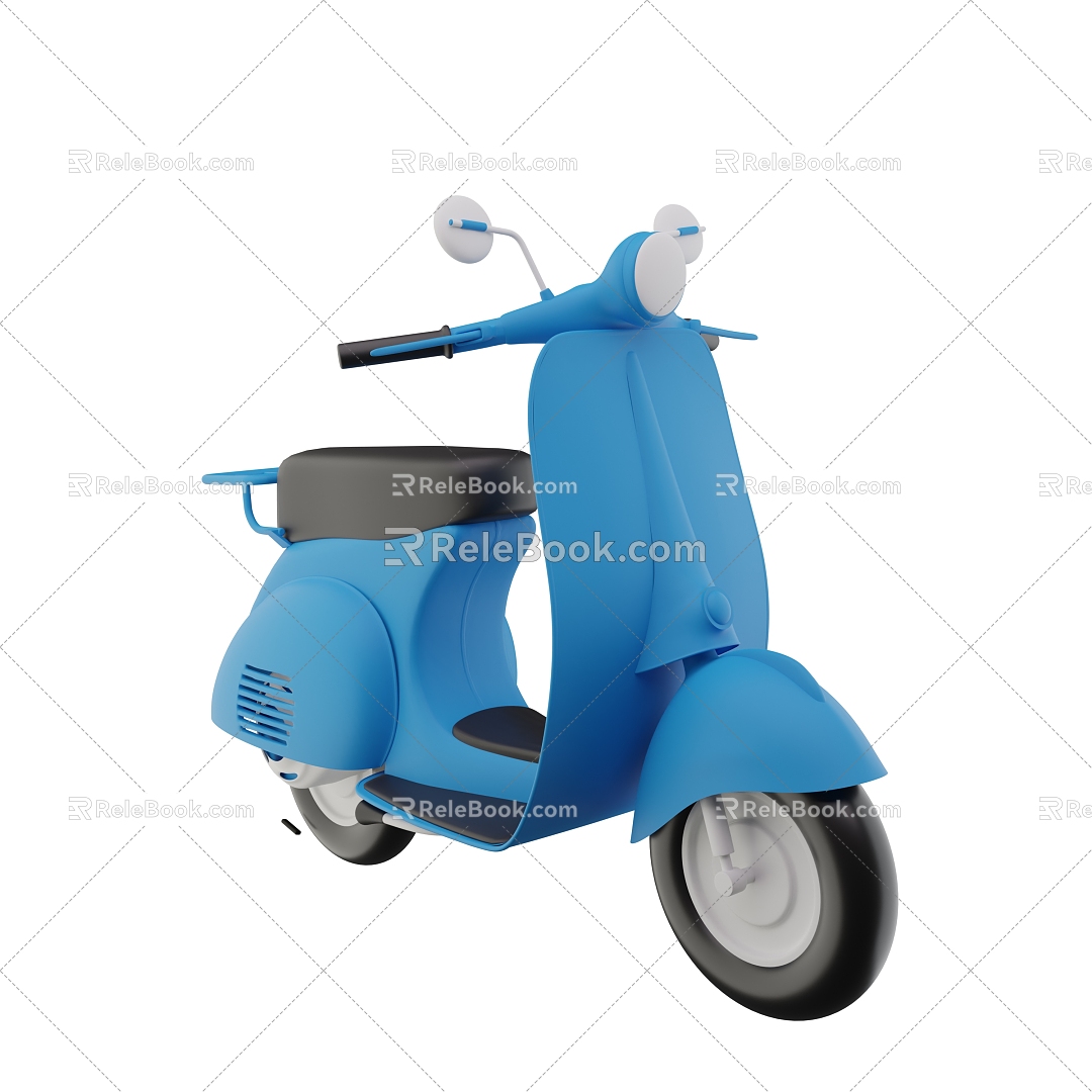 Modern Electric Motorcycle Cartoon Electric Vehicle Transportation 3d model