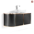 Modern Bathroom Washbasin Vanity With White Ceramic Basin And Black Cabinet