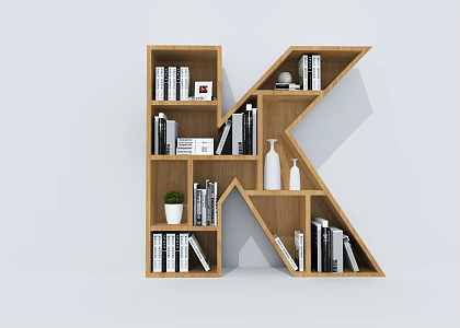 Creative Bookcase Creative Bookshelf Letter Bookshelf Container Shelf 3d model