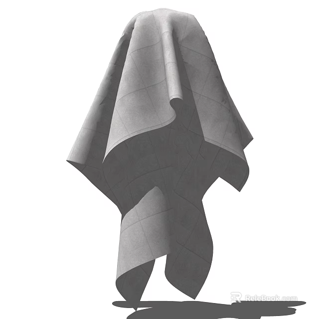 Soft Gray Cotton Towel with Diamond Pattern Hanging in Home Use 3d model 