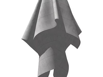 Soft Gray Cotton Towel with Diamond Pattern Hanging in Home Use 3d model