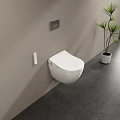 Modern Bathroom Interior Featuring Wall Mounted White Toilet And Large Window With Green View