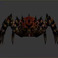 Fantasy Game Character And Red Black Spiked Spider Creature With Sharp Legs Design