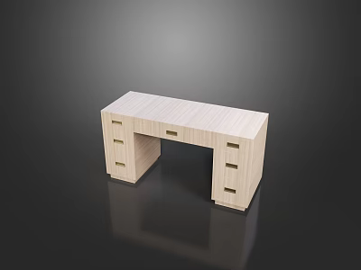 Modern Light Wood Desk With Simple Design And Multiple Functional Drawers 3d model