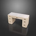 Modern Light Wood Desk With Simple Design And Multiple Functional Drawers 3d model