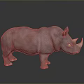 Detailed 3D Rhinoceros Model Rendering With Realistic Texture And Gray Background