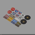 Vintage License Plates And Route 40 66 Signs With Retro Brand Logos
