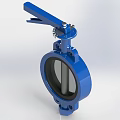 Industrial Blue Butterfly Valve With Hand Lever And Circular Body Structure