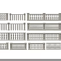 Various Decorative Railings With Different Baluster Styles And Classic Architectural Designs 3d model